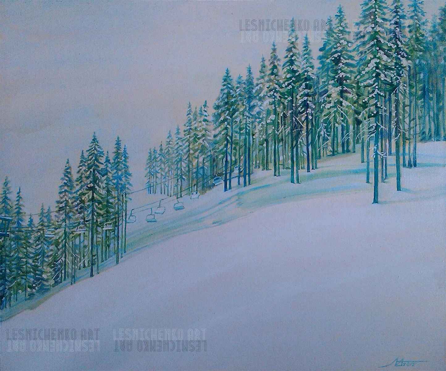 Альона Лесніченко - "Зимові Карпати" 2015 (полотно на картоні, олія, 50x60)
