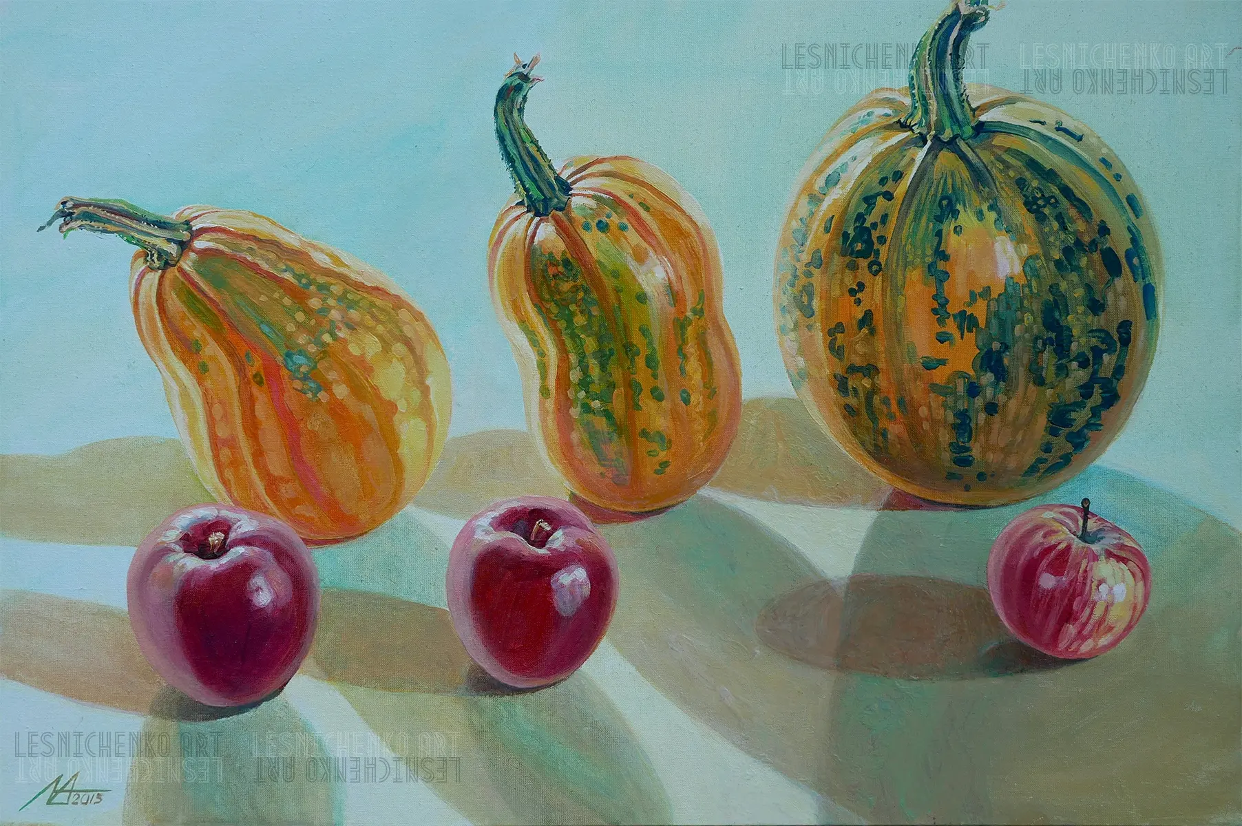 Альона Лесніченко - "Гарбузяна геометрія, 3 на 3" 2013 (полотно, олія, 40x60)