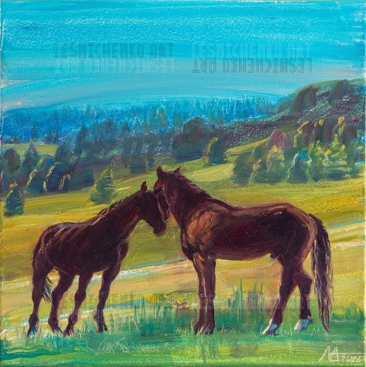 Альона Лесніченко - "Пара" 2026 (полотно, олія, 30x30)